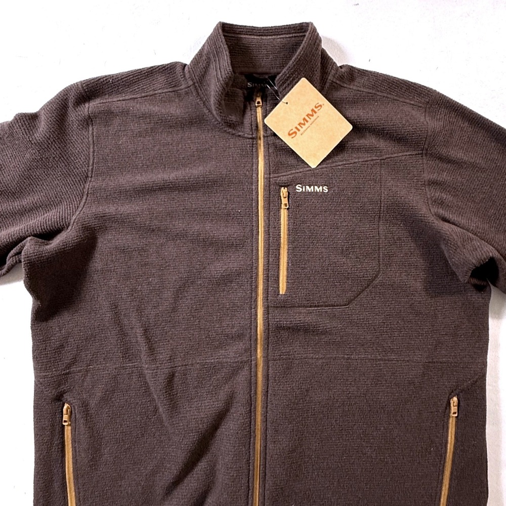 SIMMS Mens Rivershed Jacket Full Zip Mens 2XL Brown Heathered Jacquard Fleece